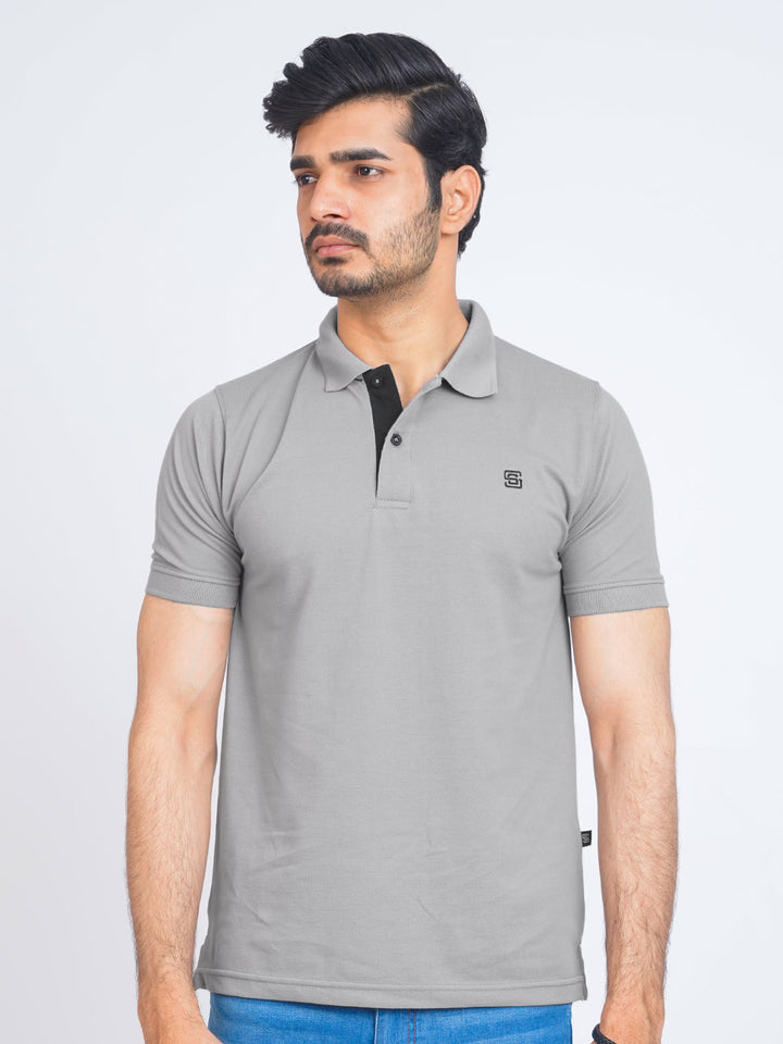 Grey Half Sleeves Designer Polo T-Shirt (POLO-707)