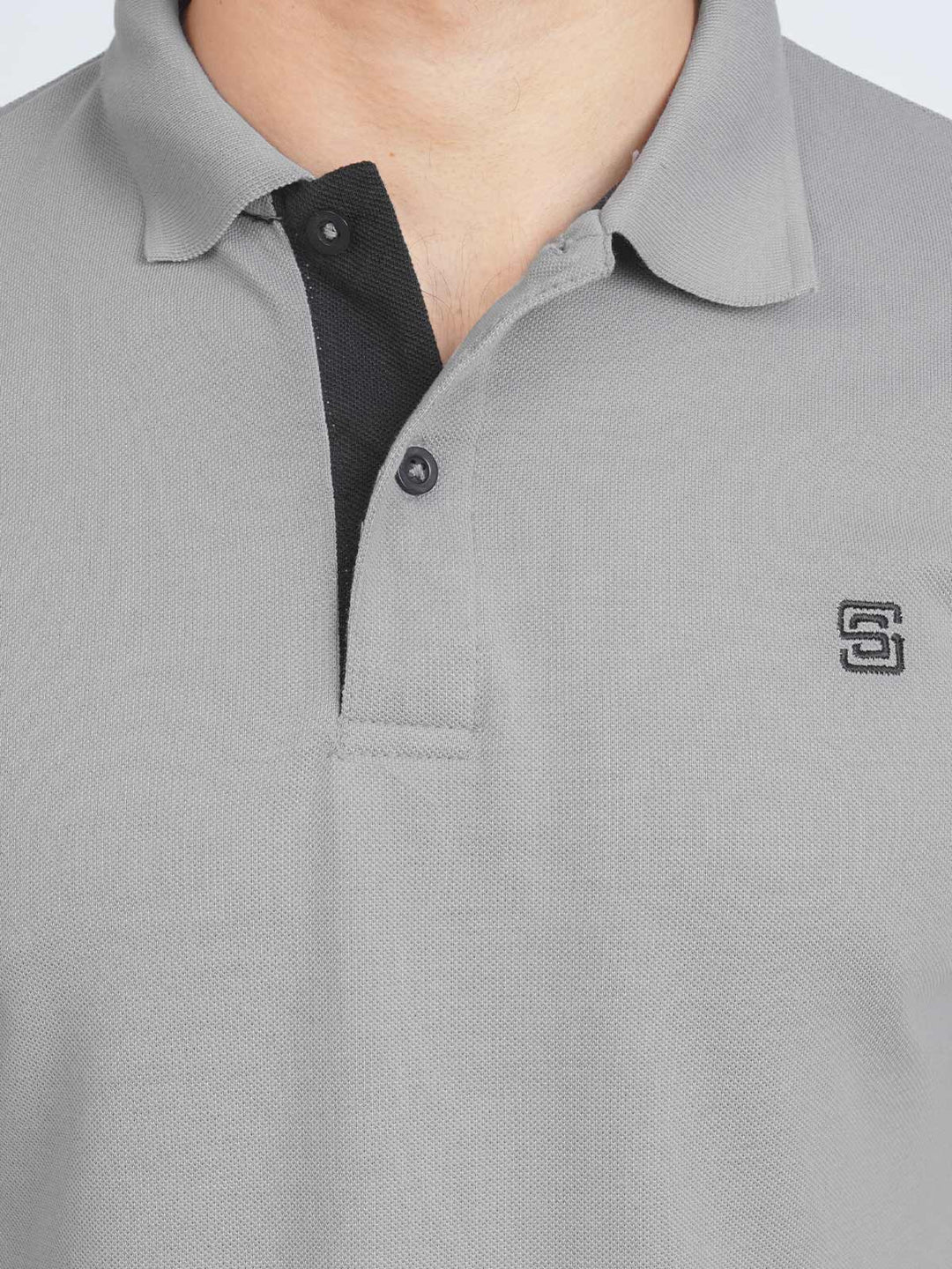 Grey Half Sleeves Designer Polo T-Shirt (POLO-707)