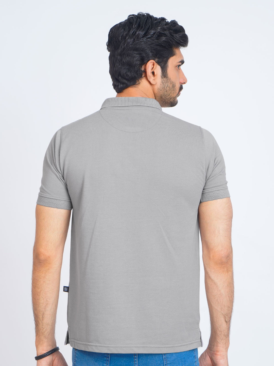 Grey Half Sleeves Designer Polo T-Shirt (POLO-707)