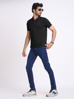 Black Half Sleeves Designer Polo T-Shirt (POLO-713)