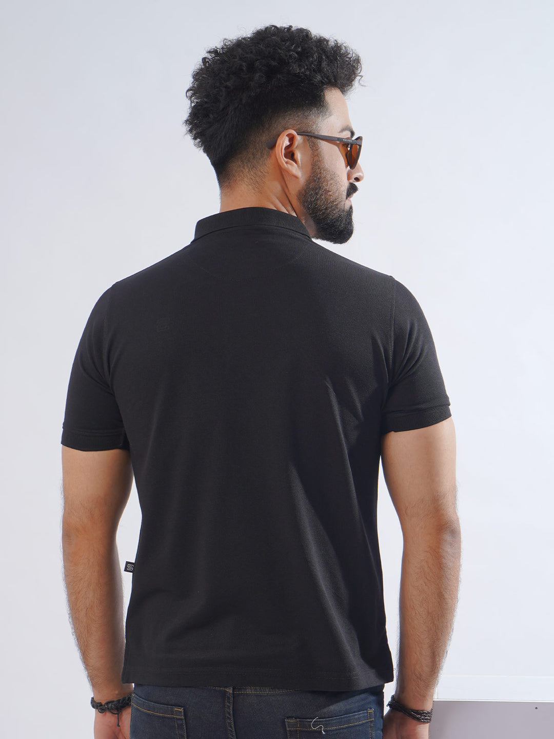 Black Half Sleeves Designer Polo T-Shirt (POLO-713)