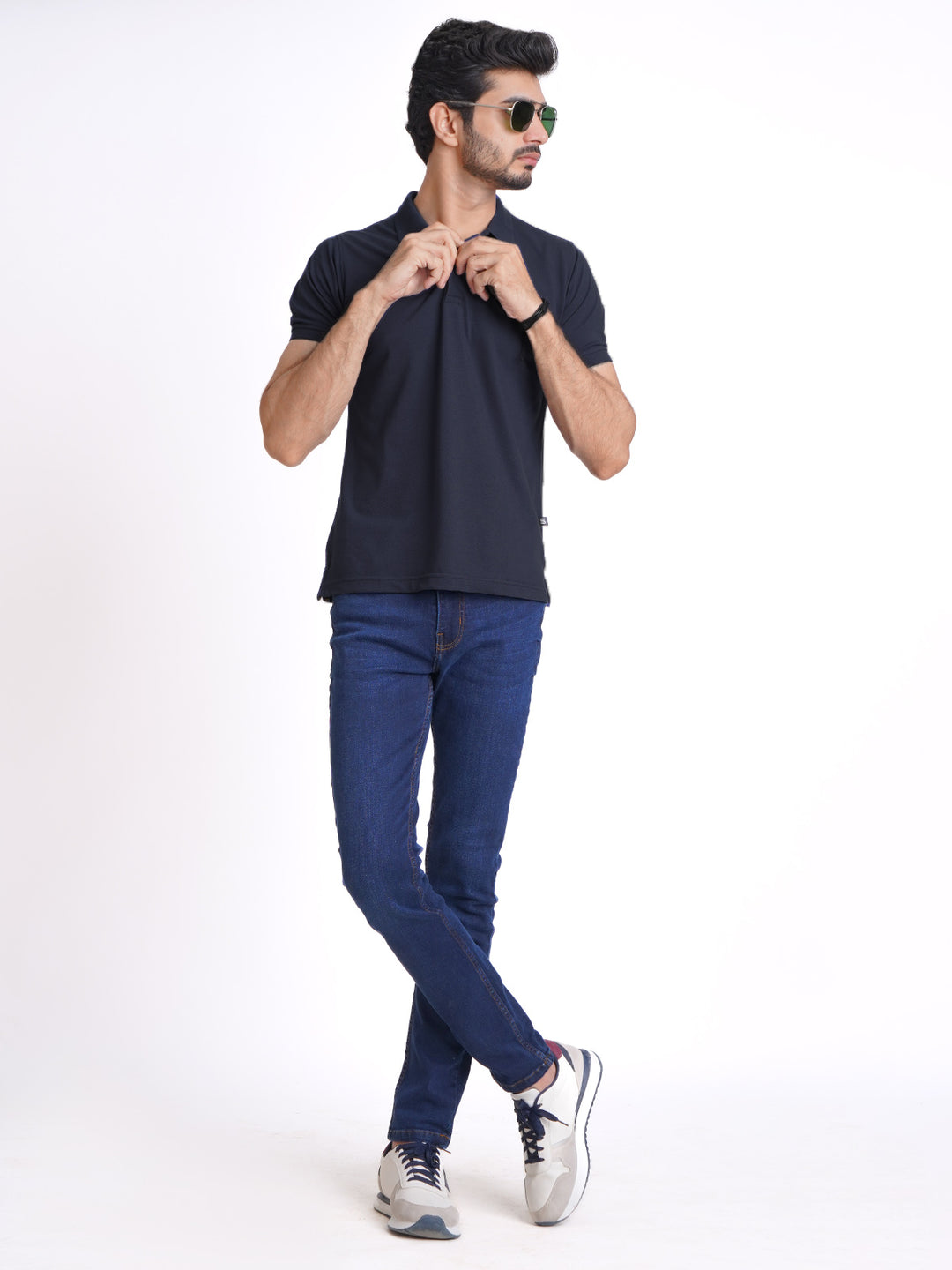 Navy Blue Half Sleeves Designer Polo T-Shirt (POLO-714)