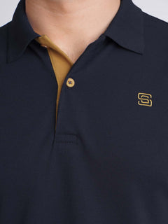 Navy Blue Half Sleeves Designer Polo T-Shirt (POLO-714)