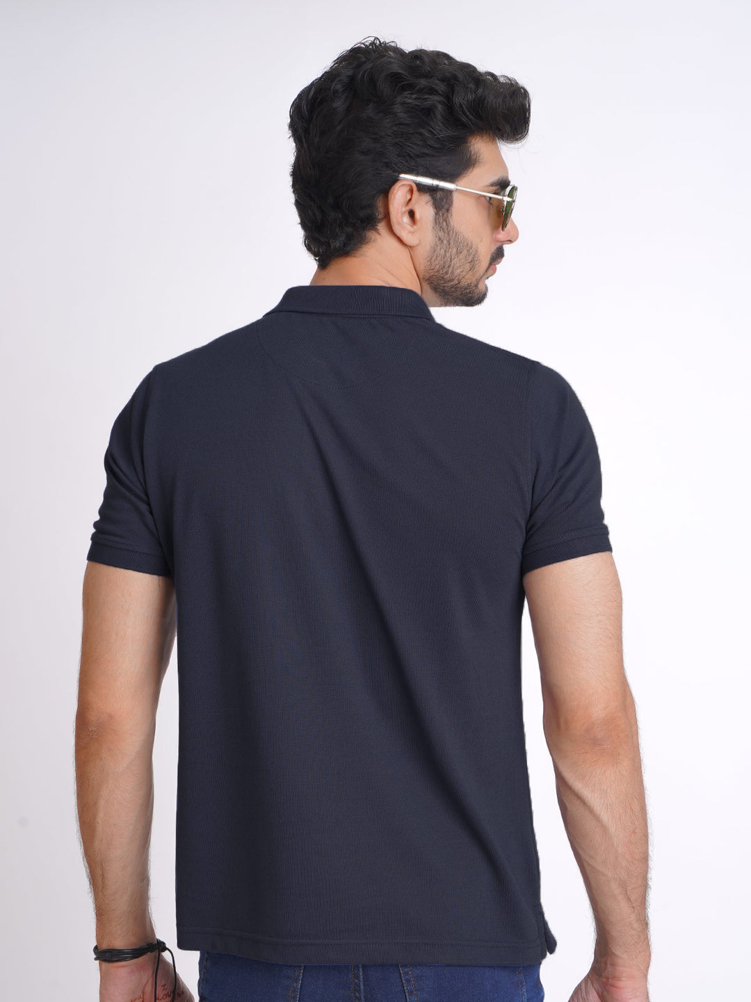 Navy Blue Half Sleeves Designer Polo T-Shirt (POLO-714)