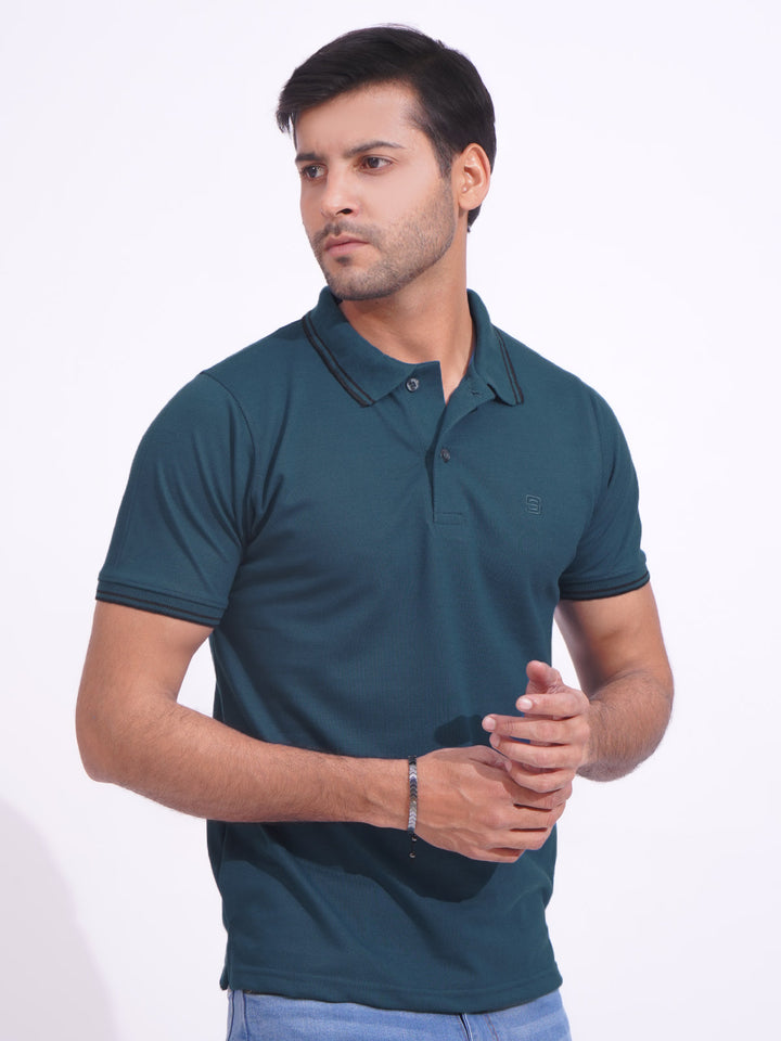 Poseidon Plain Contrast Tipping Half Sleeves Polo T-Shirt (POLO-721)