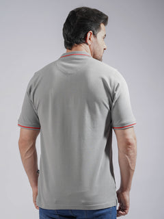 Grey Classic Half Sleeves Cotton Polo T-Shirt (POLO-741)