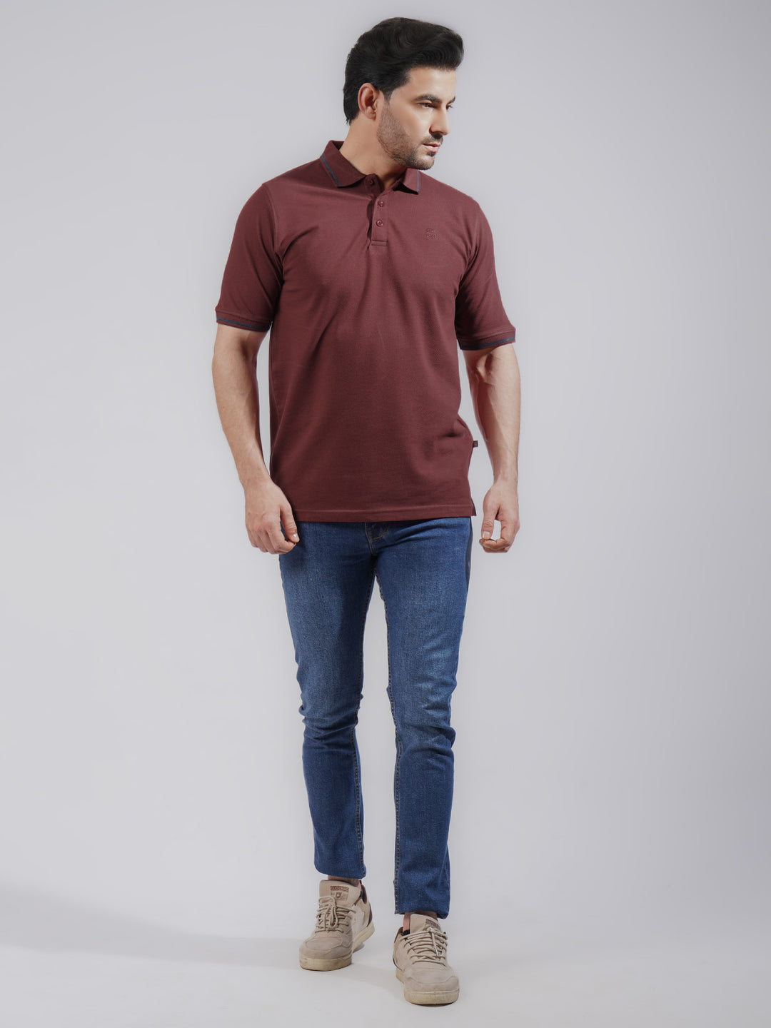 Maroon Classic Half Sleeves Cotton Polo T-Shirt (POLO-742)