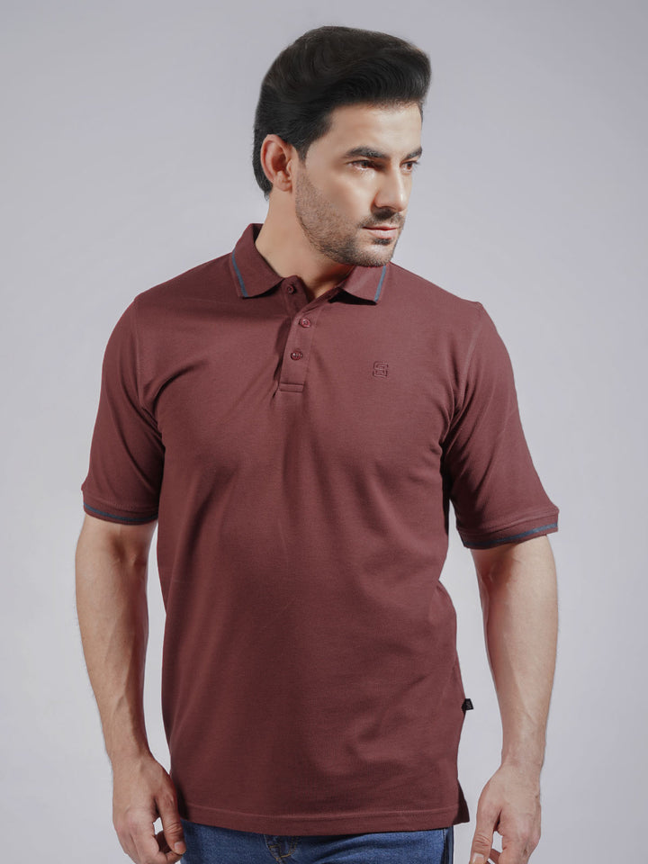 Maroon Classic Half Sleeves Cotton Polo T-Shirt (POLO-742)