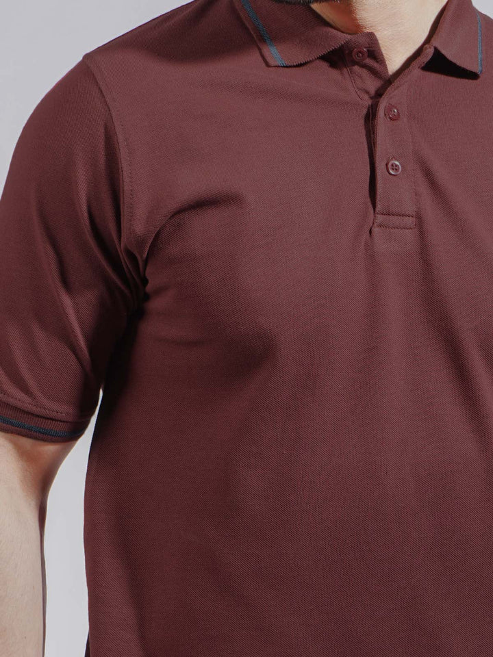 Maroon Classic Half Sleeves Cotton Polo T-Shirt (POLO-742)