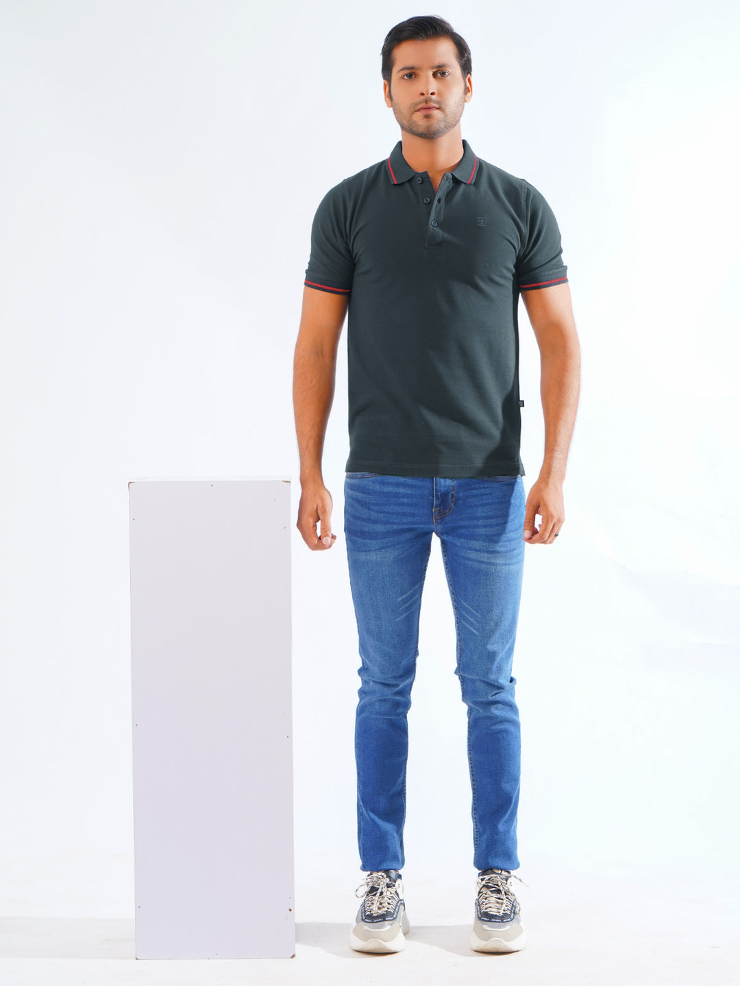 Navy Blue Classic Half Sleeves Cotton Polo T-Shirt (POLO-746)