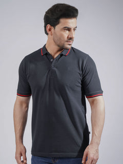 Navy Blue Classic Half Sleeves Cotton Polo T-Shirt (POLO-746)