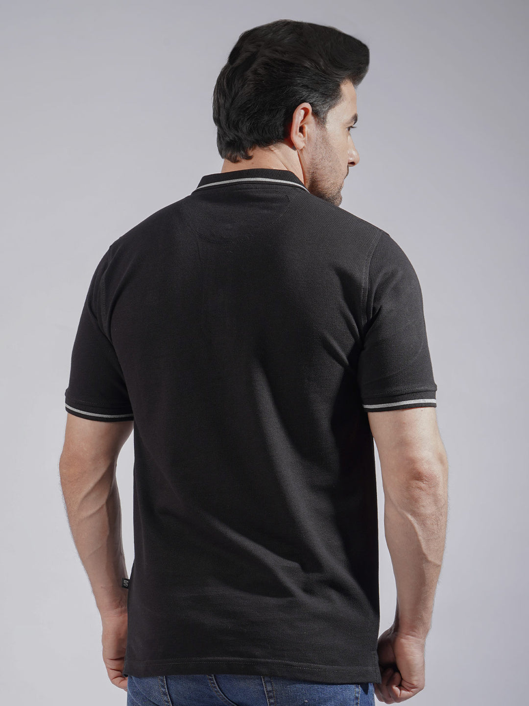 Black  Classic Half Sleeves Cotton Polo T-Shirt (POLO-748)