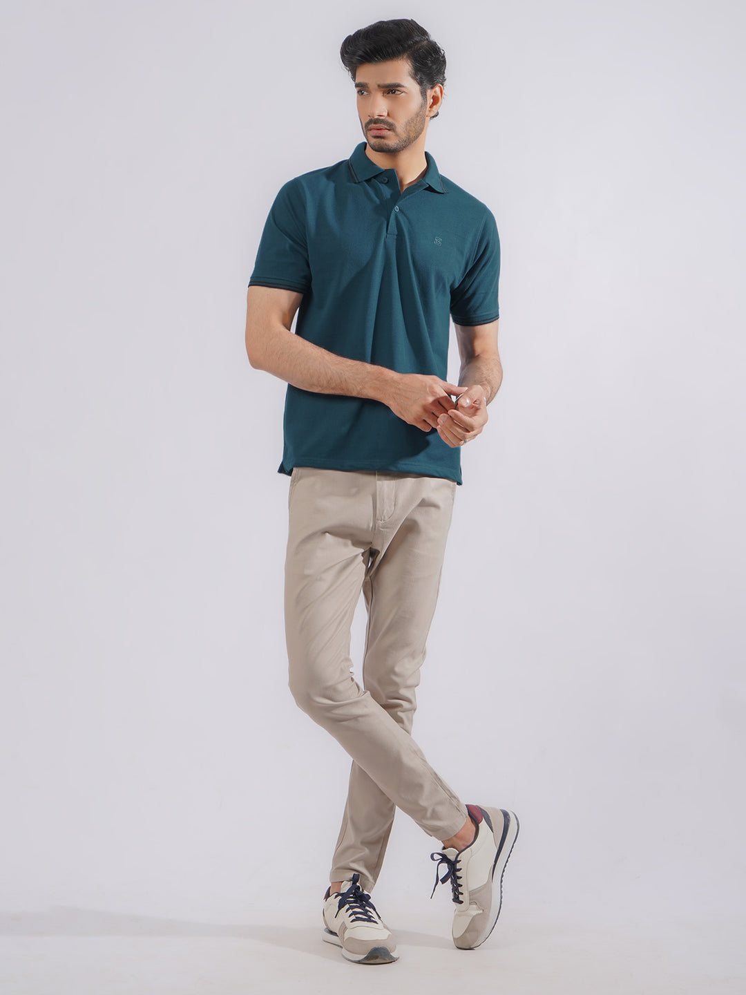 Poseidon Plain Contrast Tipping Half Sleeves Polo T-Shirt (POLO-752)