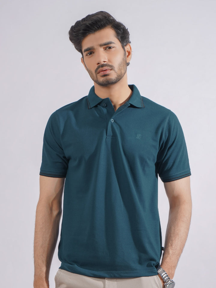 Poseidon Plain Contrast Tipping Half Sleeves Polo T-Shirt (POLO-752)