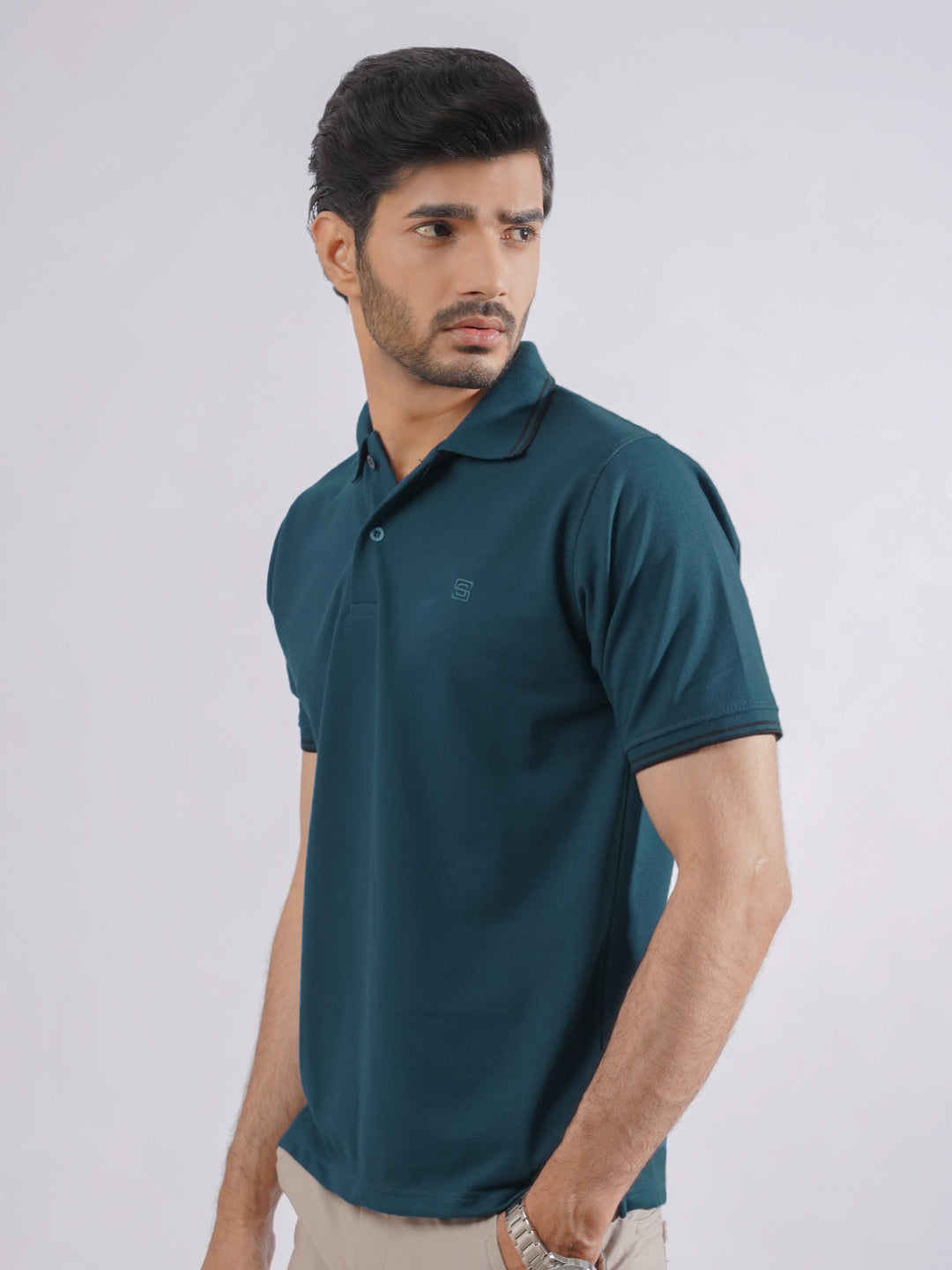 Poseidon Plain Contrast Tipping Half Sleeves Polo T-Shirt (POLO-752)