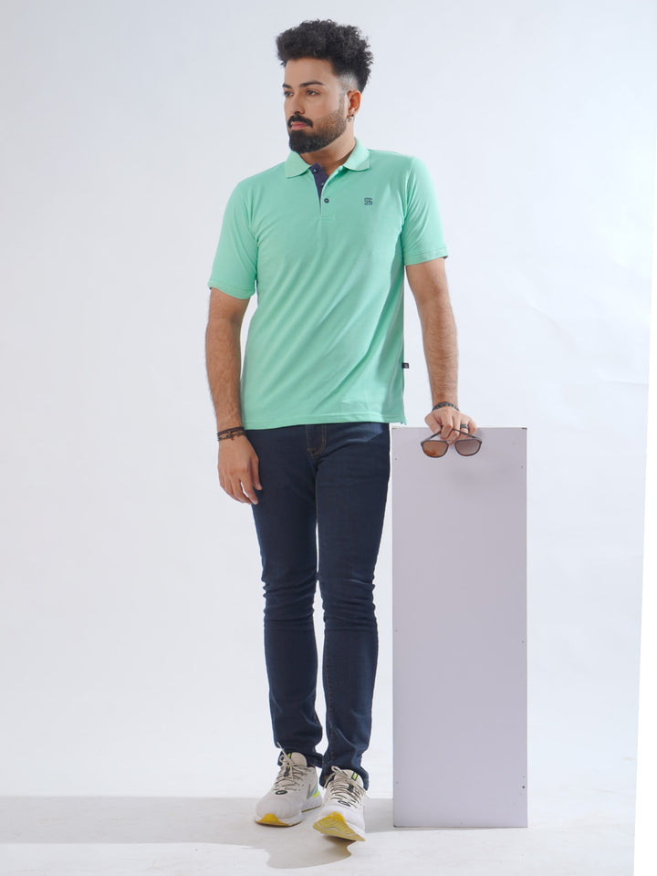 Mint Half Sleeves Designer Polo T-Shirt (POLO-764)