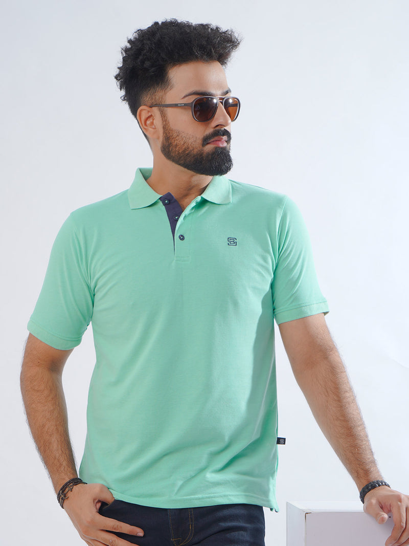 Mint Half Sleeves Designer Polo T-Shirt (POLO-764)