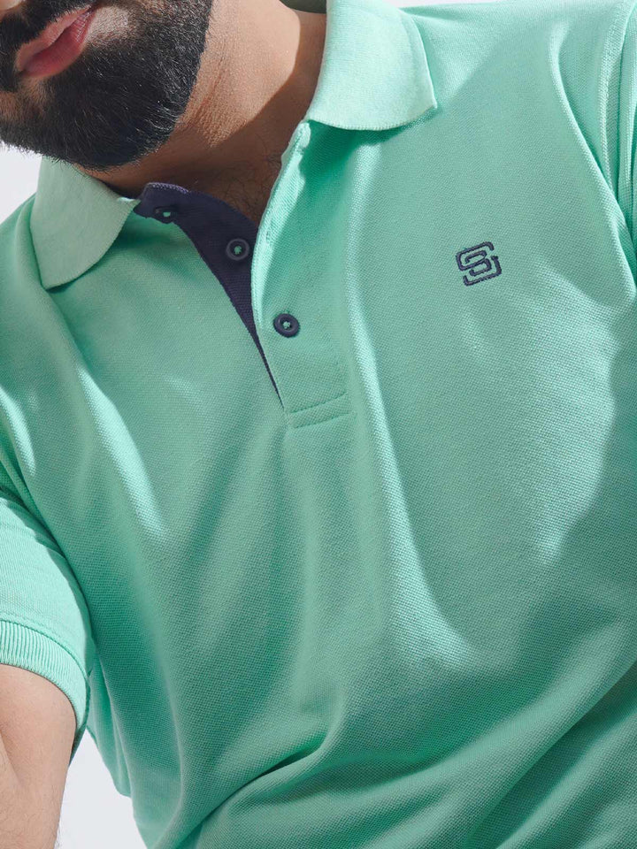 Mint Half Sleeves Designer Polo T-Shirt (POLO-764)