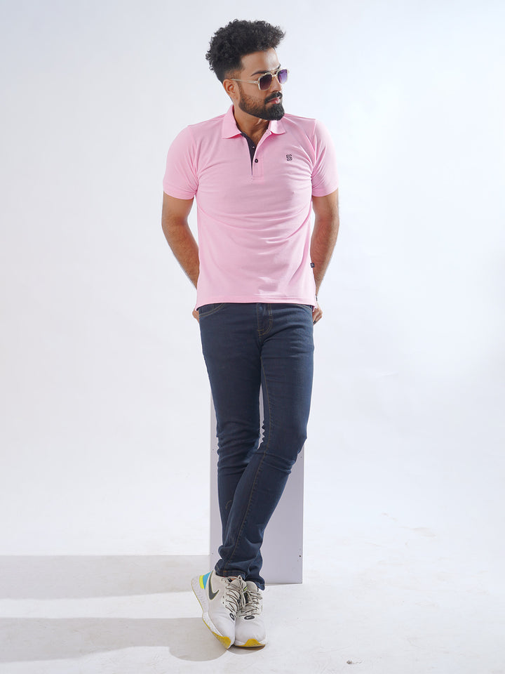 Pink Half Sleeves Designer Polo T-Shirt (POLO-765)