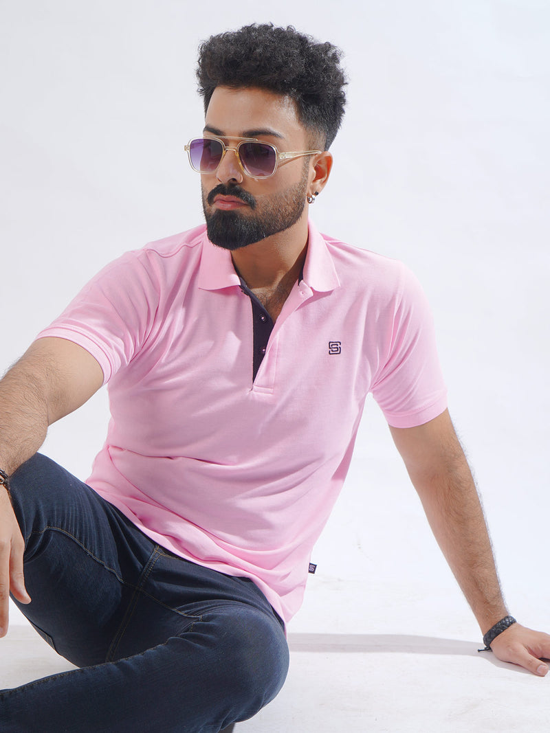 Pink Half Sleeves Designer Polo T-Shirt (POLO-765)