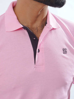 Pink Half Sleeves Designer Polo T-Shirt (POLO-765)