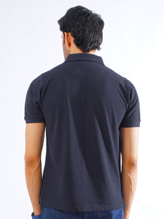 Navy Blue Half Sleeves Designer Polo T-Shirt (POLO-766)