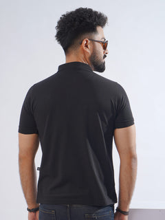 Black Half Sleeves Designer Polo T-Shirt (POLO-767)