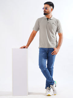 Grey Half Sleeves Designer Polo T-Shirt (POLO-768)