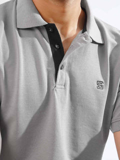 Grey Half Sleeves Designer Polo T-Shirt (POLO-768)