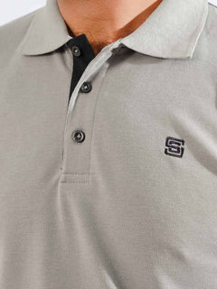 Grey Half Sleeves Designer Polo T-Shirt (POLO-768)