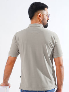 Grey Half Sleeves Designer Polo T-Shirt (POLO-768)