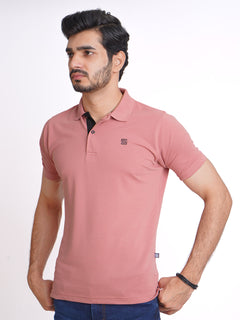 Tea Pink Half Sleeves Designer Polo T-Shirt (POLO-769)