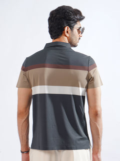 Multi Color Striped Spandex Polo T-Shirt (POLO-772)