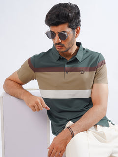 Multi Color Striped Spandex Polo T-Shirt (POLO-773)