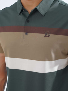 Multi Color Striped Spandex Polo T-Shirt (POLO-773)