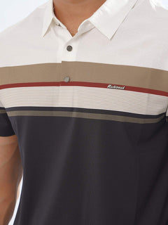 Multi Color Striped Spandex Polo T-Shirt (POLO-774)