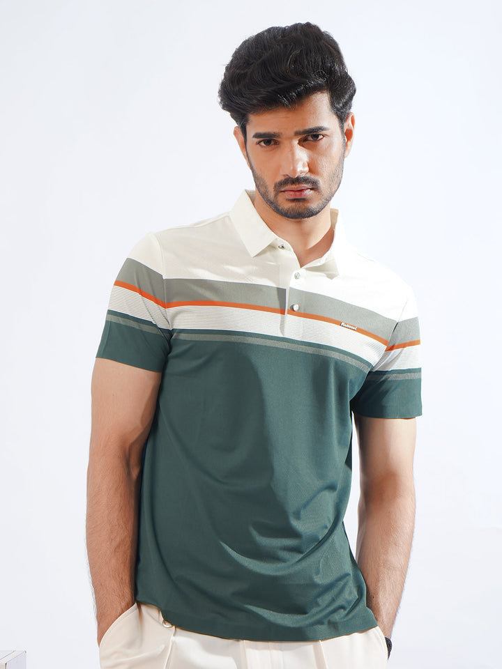 Multi Color Striped Spandex Polo T-Shirt (POLO-775)