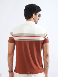 Multi Color Striped Spandex Polo T-Shirt (POLO-776)