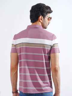 Multi Color Striped Spandex Polo T-Shirt (POLO-778)