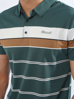Multi Color Striped Spandex Polo T-Shirt (POLO-779)