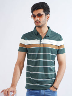 Multi Color Striped Spandex Polo T-Shirt (POLO-779)