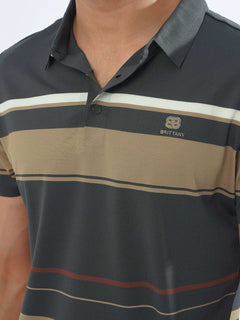 Multi Color Striped Spandex Polo T-Shirt (POLO-780)