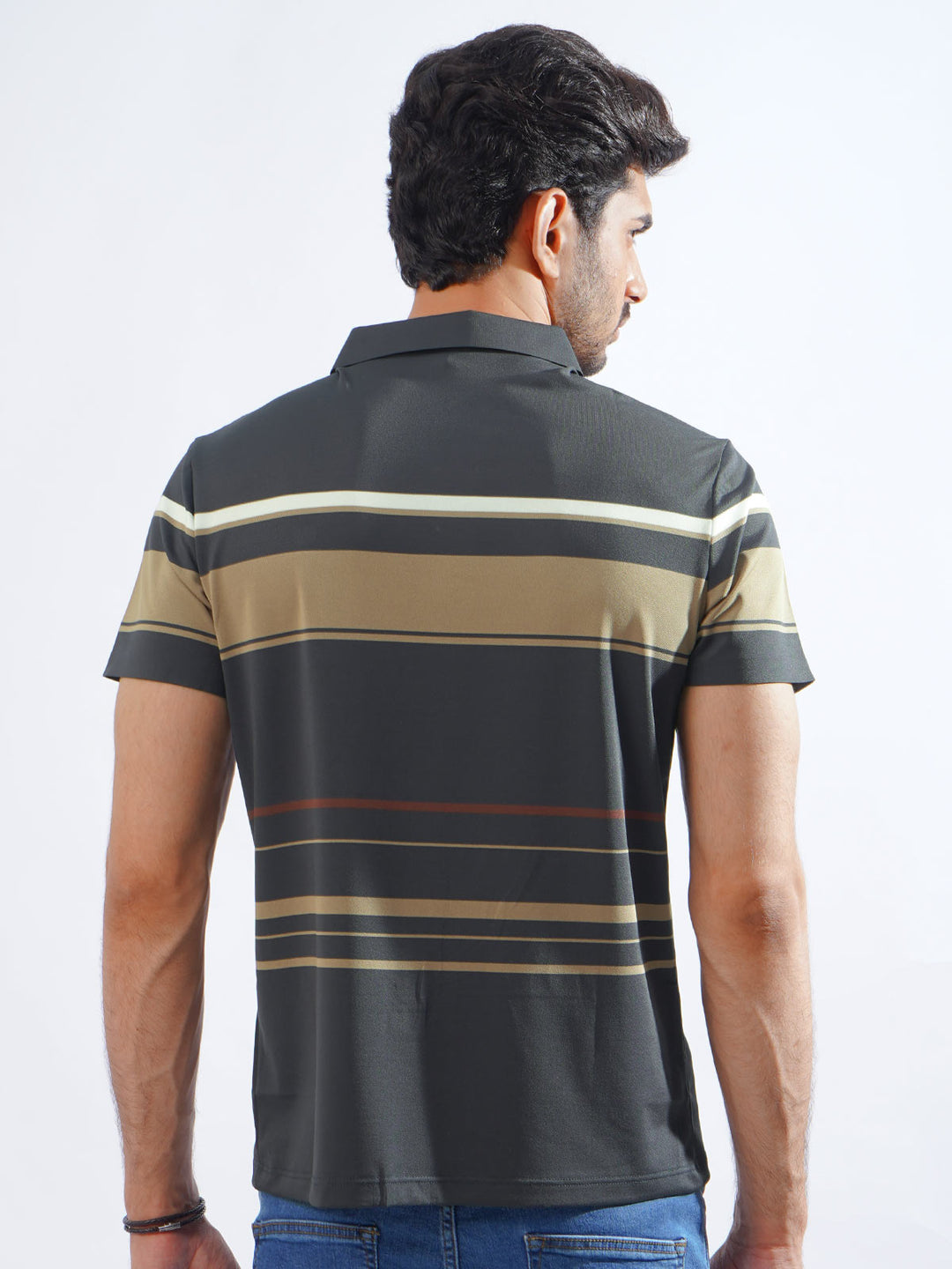 Multi Color Striped Spandex Polo T-Shirt (POLO-780)