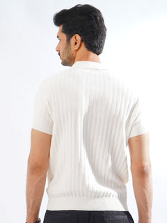 Off White Half Sleeves Designer Knitted Polo T-Shirt (POLO-791)