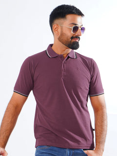 Maroon Plain Contrast Tipping Half Sleeves Polo T-Shirt (POLO-806)