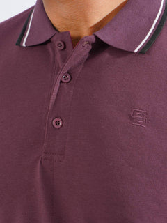 Maroon Plain Contrast Tipping Half Sleeves Polo T-Shirt (POLO-806)