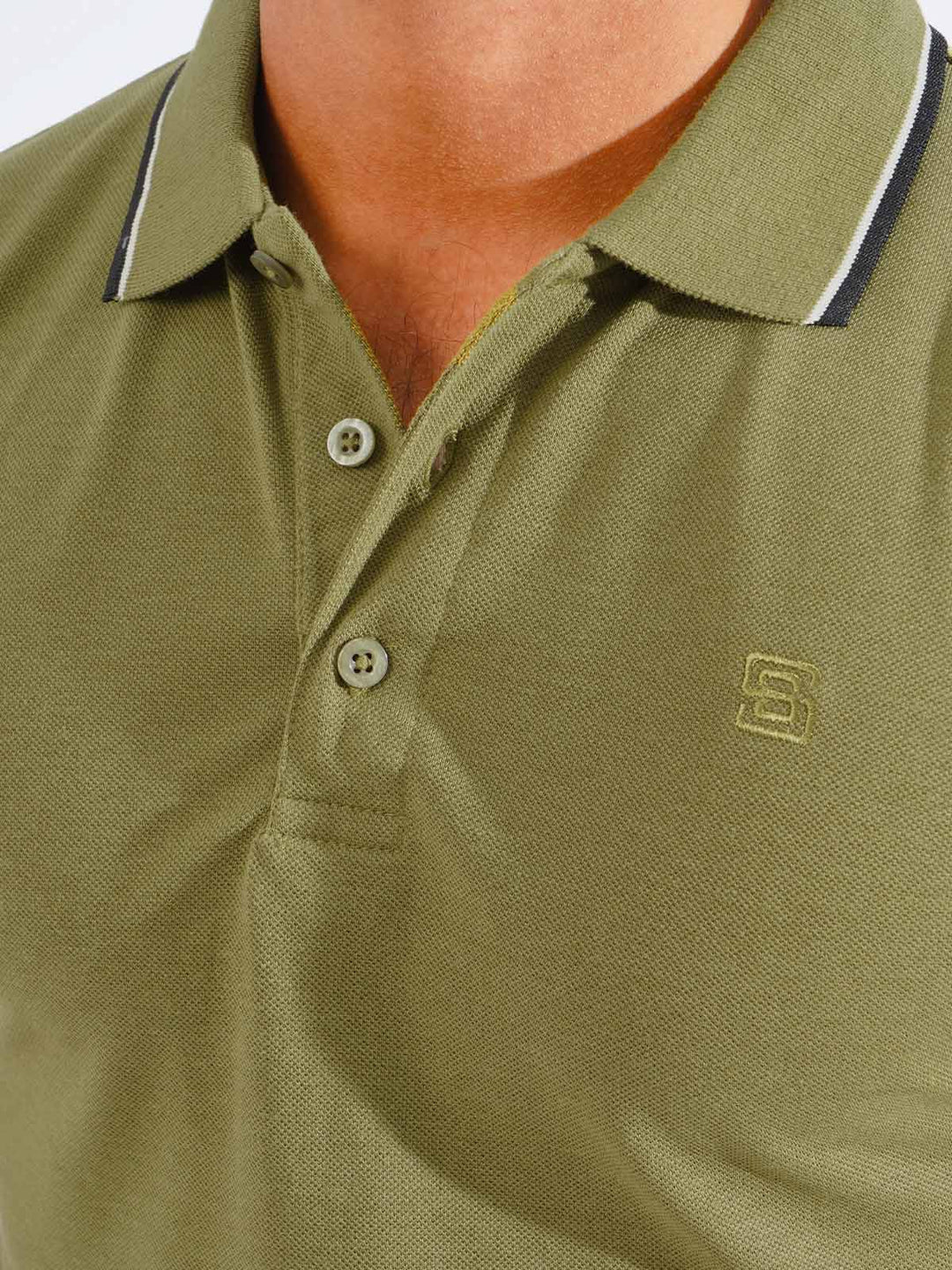 Avacado Green Plain Contrast Tipping Half Sleeves Polo T-Shirt (POLO-808)