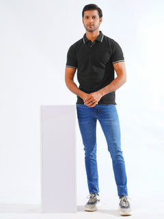 Black Classic Half Sleeves Cotton Polo T-Shirt (POLO-821)