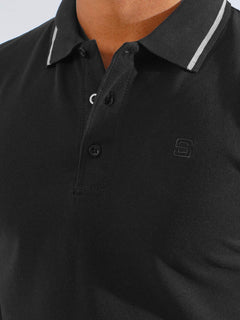 Black Classic Half Sleeves Cotton Polo T-Shirt (POLO-821)