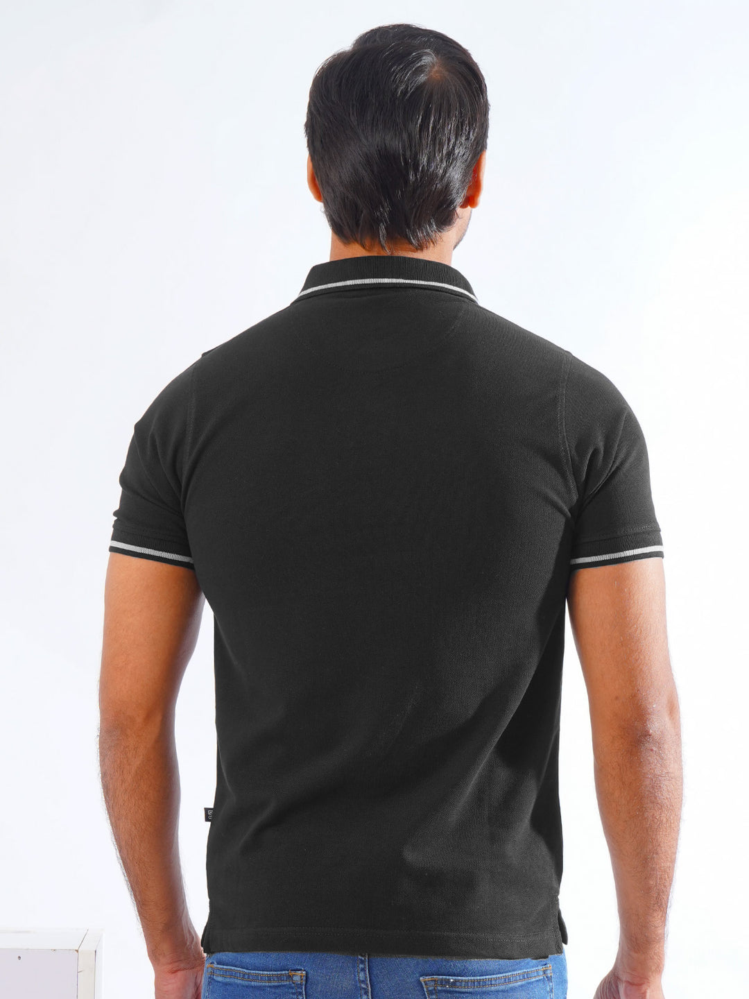 Black Classic Half Sleeves Cotton Polo T-Shirt (POLO-821)